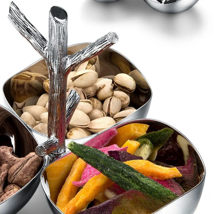 Solid Walnut Snack and Fruit Tray with Three Compartments for Home and Dining