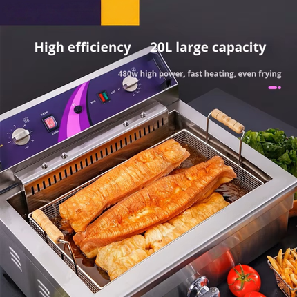 Commercial 20L Electric Deep Fryer with Adjustable Temperature and Fast Heating