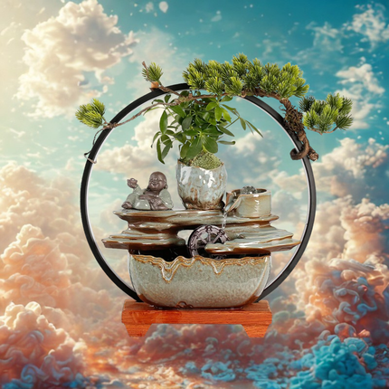 Decorative Indoor Flowing Water Feature with Crystal Ball for Home or Office Display