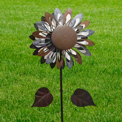 Outdoor Metal Kinetic Flower Wind Spinner – Weather-Resistant Garden and Yard Decor