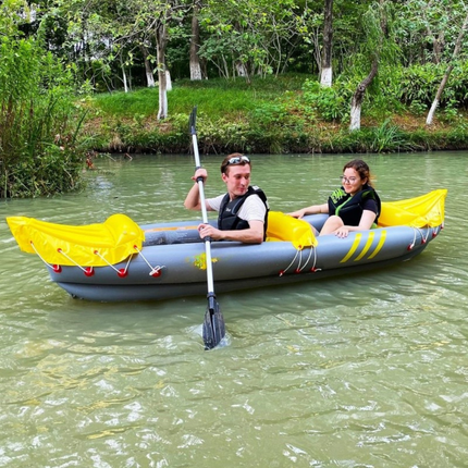 Inflatable Single-Person Kayak – Lightweight Yellow PVC for River Paddling & Recreational Fishing