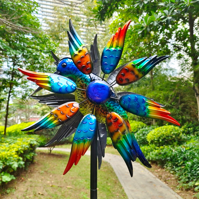 Elegant Flamingo Wind-Powered Metal Spinner for Outdoor Garden & Lawn Decor – 186cm