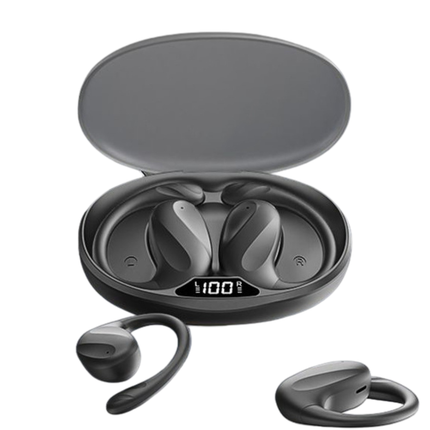 Wireless Ear-Hook Headphones with ANC, Digital Display, Waterproof IPX5, 20h Battery, Bluetooth 5.4