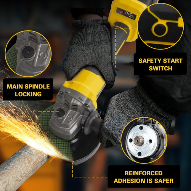 Heavy-Duty Cordless Brushless Angle Grinder 21V 3.0Ah, 100/125mm Disc, Variable Speed for Cutting, Grinding & Demolition
