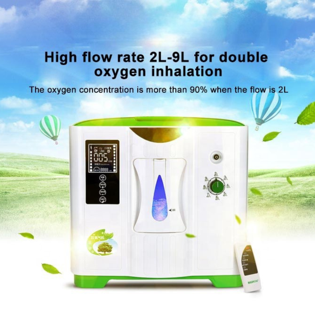 Adjustable 2–9L Oxygen Concentrator for Home Use with HD LCD and Remote