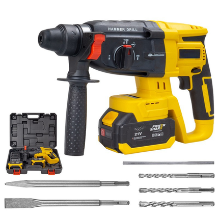 Portable 21V Cordless Brushless Hammer Drill with 26mm Chuck & Dual Batteries