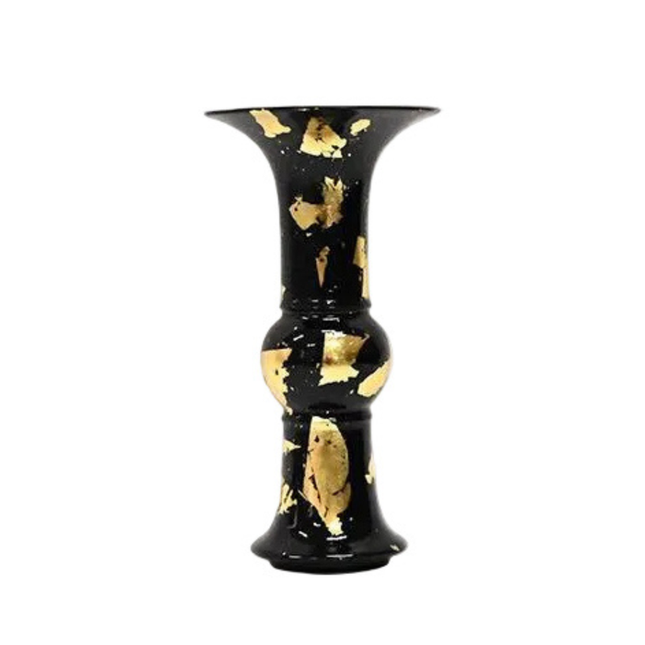 Luxury Black & Gold Decorative Vase – Contemporary Resin Accent for Home & Office