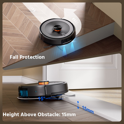 Smart Robot Vacuum and Mop with Laser Navigation, 4500Pa Suction, 140-Minute Runtime, Auto Recharge