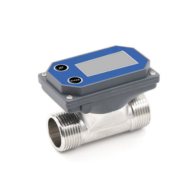 Rechargeable Digital Water Flow Meter 3/4" Stainless Steel for Agricultural Irrigation