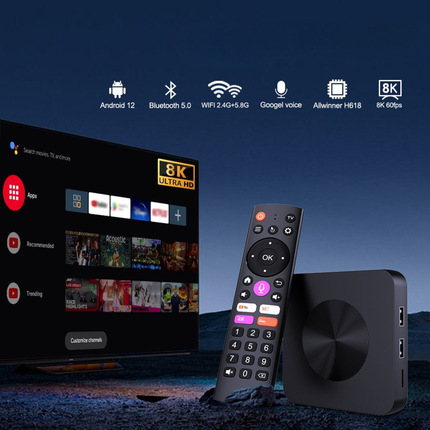 Android 12 TV Box  4GB RAM 32GB Storage 8K Streaming Box Dual Band WiFi