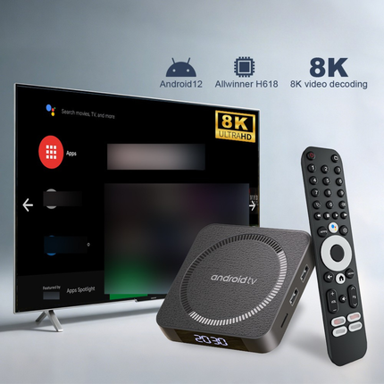 4K Android TV Box Media Player, Android 12, 4GB RAM, 32GB Storage, Dual WiFi