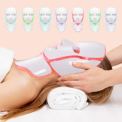LED Face and Neck Rejuvenation Mask with 7 Light Relaxation Modes and Microcurrent Heads