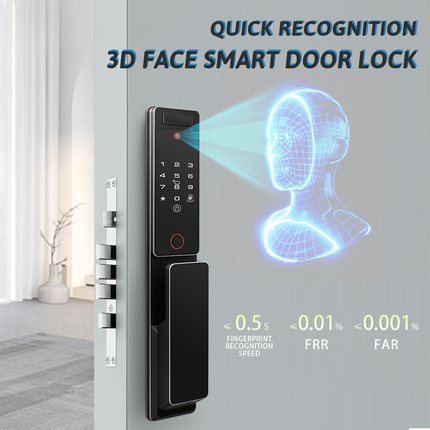 Smart Door Lock with 3D Face Recognition Fingerprint Password and Key Access