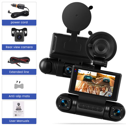 Advanced 4-Camera Car DVR with 2K Front View, Dual Side & Rear 1080P Recording and Impact Detection