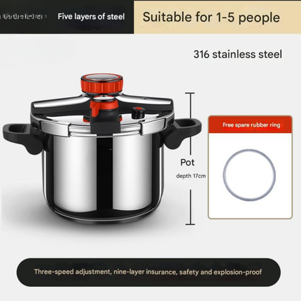 Heavy Duty 316 Stainless Steel Pressure Cooker Multi-Layer Base for Induction and Gas Stoves