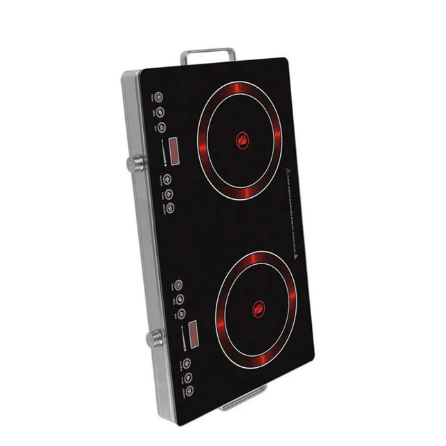Dual Zone Electric Ceramic Hob 2000W Slim Touch Panel Cooker for Home & Apartment Use