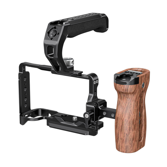 Camera Cage Kit with Top Handle and Side Handgrip – Aluminum Alloy Stabilizer for Filmmaking and Photography