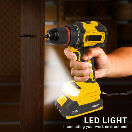 21V Brushless Cordless Hammer Drill Driver – Heavy Duty, Variable Speed, Compact Industrial Grade