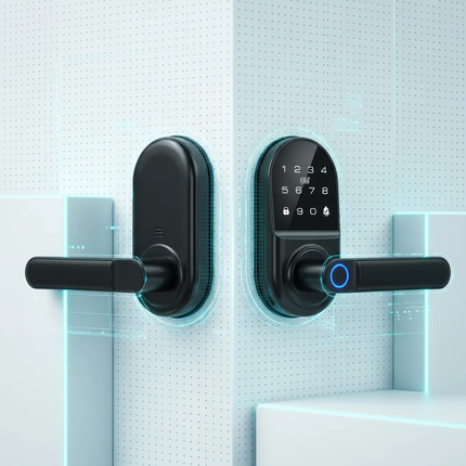 Smart Keyless Door Handle Lock with Fingerprint Reader, PIN Code and NFC Unlock