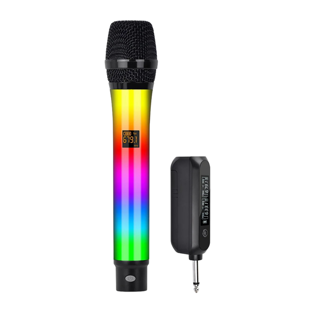 Wireless UHF Handheld Microphone System with Receiver, Dual Power 18650 or AA Battery, 6.35mm & 3.5mm Adapter
