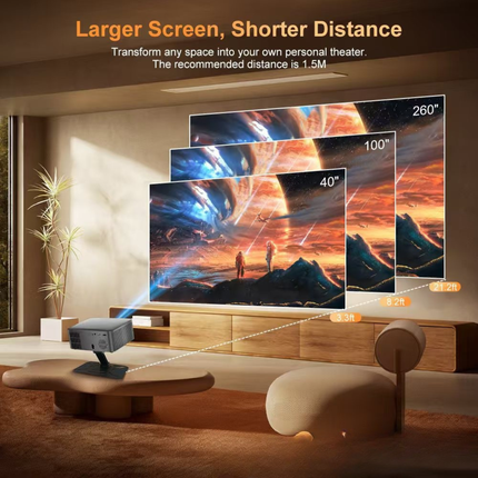 Compact 1080P WiFi Projector with Auto Keystone, Android OS and Dual Speakers