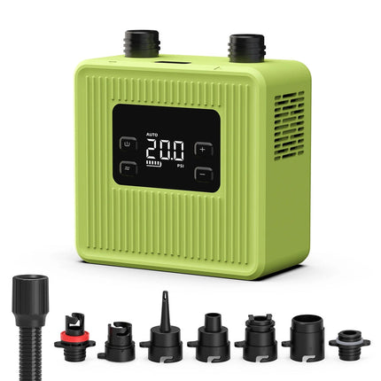 Rechargeable Electric Air Pump 20PSI Dual Stage with LCD Screen and 7 Nozzles