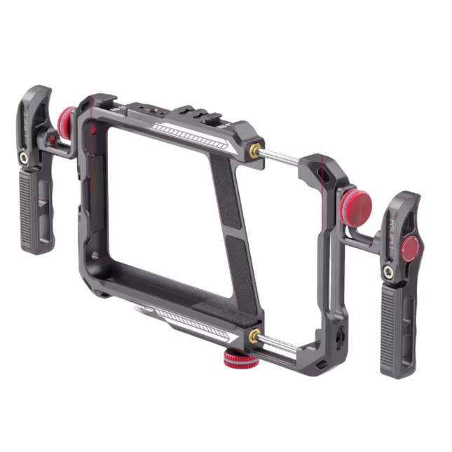 Dual Handle Metal Phone Video Rig Cage with 360° Rotation, Cold Shoe Mount & Tripod Compatibility 5.4–6.7 Inch