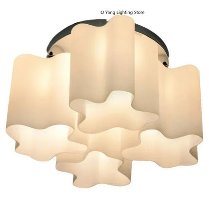 Modern LED Ring Ceiling Light Wrought Iron Frame Milky White 5+1 Lens
