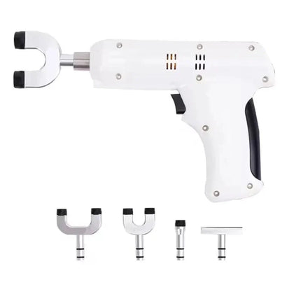 Professional Handheld Percussion Massager with 12 Intensity Levels & 4 Attachments – White