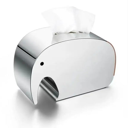 Premium Stainless Steel Tissue Box – Mirror Finish with Leather Trim for Living Room & Bathroom