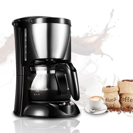 Small Black Drip Coffee Maker with Glass Pot 14 Cup 800W Automatic Brew System