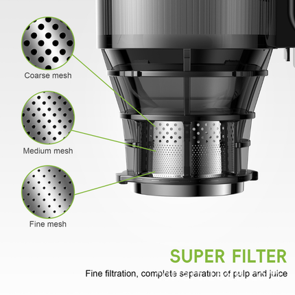 Household Slow Juicer Stainless Steel Fruit and Vegetable Juice Extractor