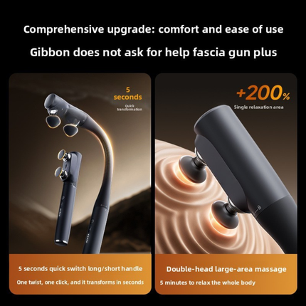 Cordless Fascia Massage Gun with Brushless Motor, 5 Speed Levels and 4 Massage Heads