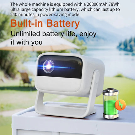 All-in-One Mini DLP Projector with Native 1080P, Android 11 System & Long-Life Battery