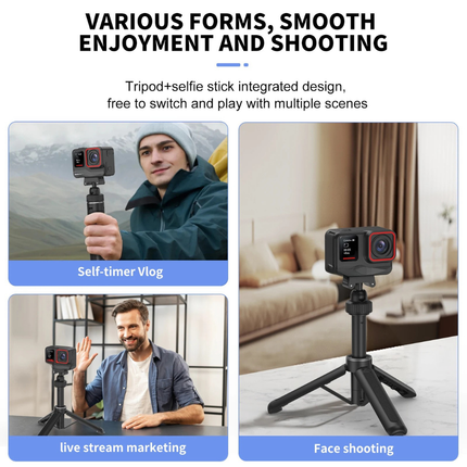 Portable Mini Extension Rod with Built-In Tripod and Adjustable Ball Head for Action Cameras