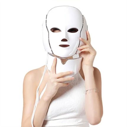 LED Face and Neck Rejuvenation Mask with 7 Light Relaxation Modes and Microcurrent Heads