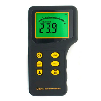 Handheld Digital Wind Meter with Temperature Sensor – Backlit Screen for Accurate Airflow Testing