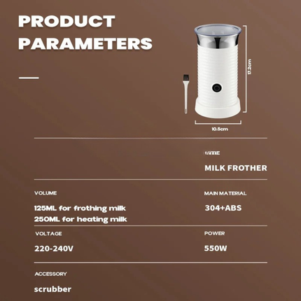 Compact Electric Milk Heating & Frothing Machine, One-Button Operation, ABS Body Design