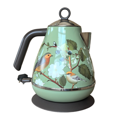 1.8L Stainless Steel Electric Kettle 1800W Retro Design with Temperature Gauge