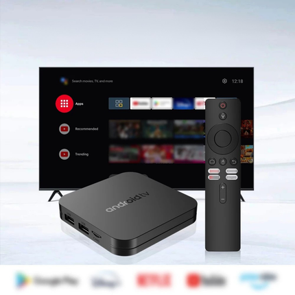 4K Android 14 TV Box Dual WiFi Bluetooth Media Player with Voice Control Remote