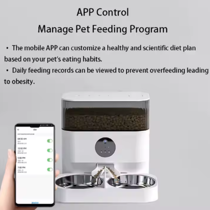 Automatic Stainless Steel Pet Feeder – 5L Capacity, Timed Portion Control, Up to 4 Meals Daily for Cats & Dogs