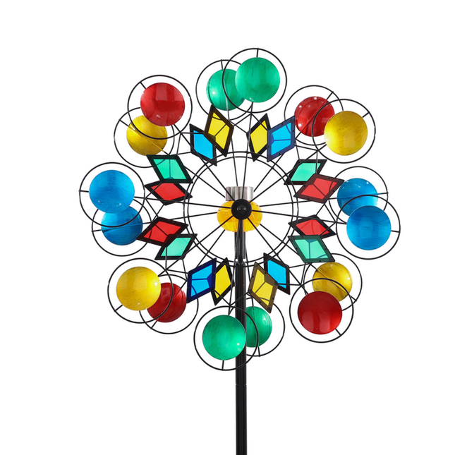 Tall Colourful Metal Wind Sculpture for Garden, Lawn & Outdoor Spaces