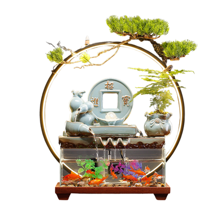 Decorative Ceramic Incense Burner with Reverse Flow Waterfall Effect and LED Light for Desk or Home Display