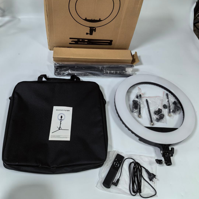 18" LED Ring Light Kit – 55W Bi-Colour 3000-6000K with Remote & Triple Phone Holders