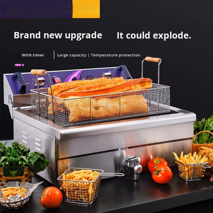 Commercial 20L Electric Deep Fryer with Adjustable Temperature and Fast Heating