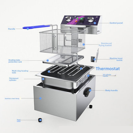 Commercial Electric Deep Fryer 10L – Single or Double Tank for Chicken, Skewers, and Fried Foods