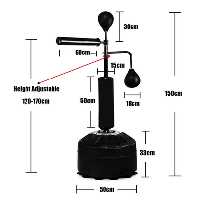 Freestanding Boxing Punch Bag with Adjustable Height for Home Workouts Black