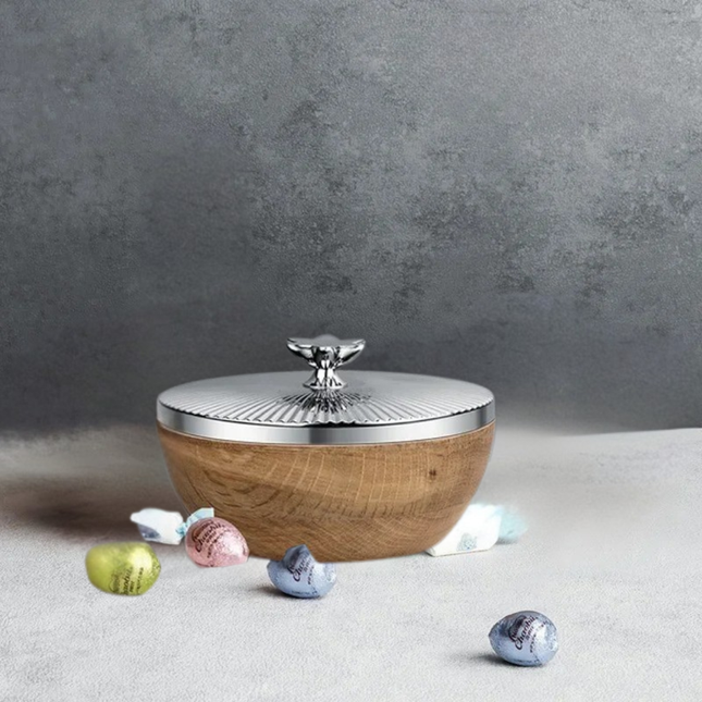 Decorative Storage Jar with Flower Handle and Airtight Beech Wood Base – Kitchen & Home Storage