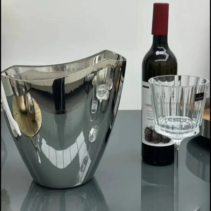 Stainless Steel Ice Bucket – Modern Irregular Design with Large Capacity