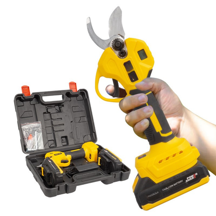 21V Cordless Brushless Pruning Shears with Digital Display – 40mm Cutting, 2 Rechargeable Batteries